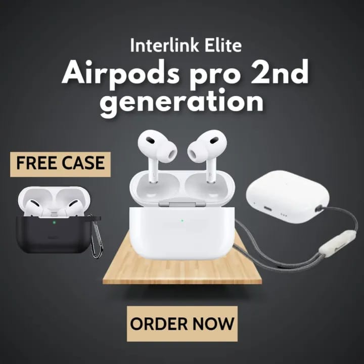 Interlink AirPods Pro 2nd Generation - True wireless Earbuds Bluetooth - Built In Microphone High Quality Sound Touch Sensors - Bluetooth version 5.0 - ANC Active Noise Cancellation Earphone - Airpod With Free Silicone Case | Cover