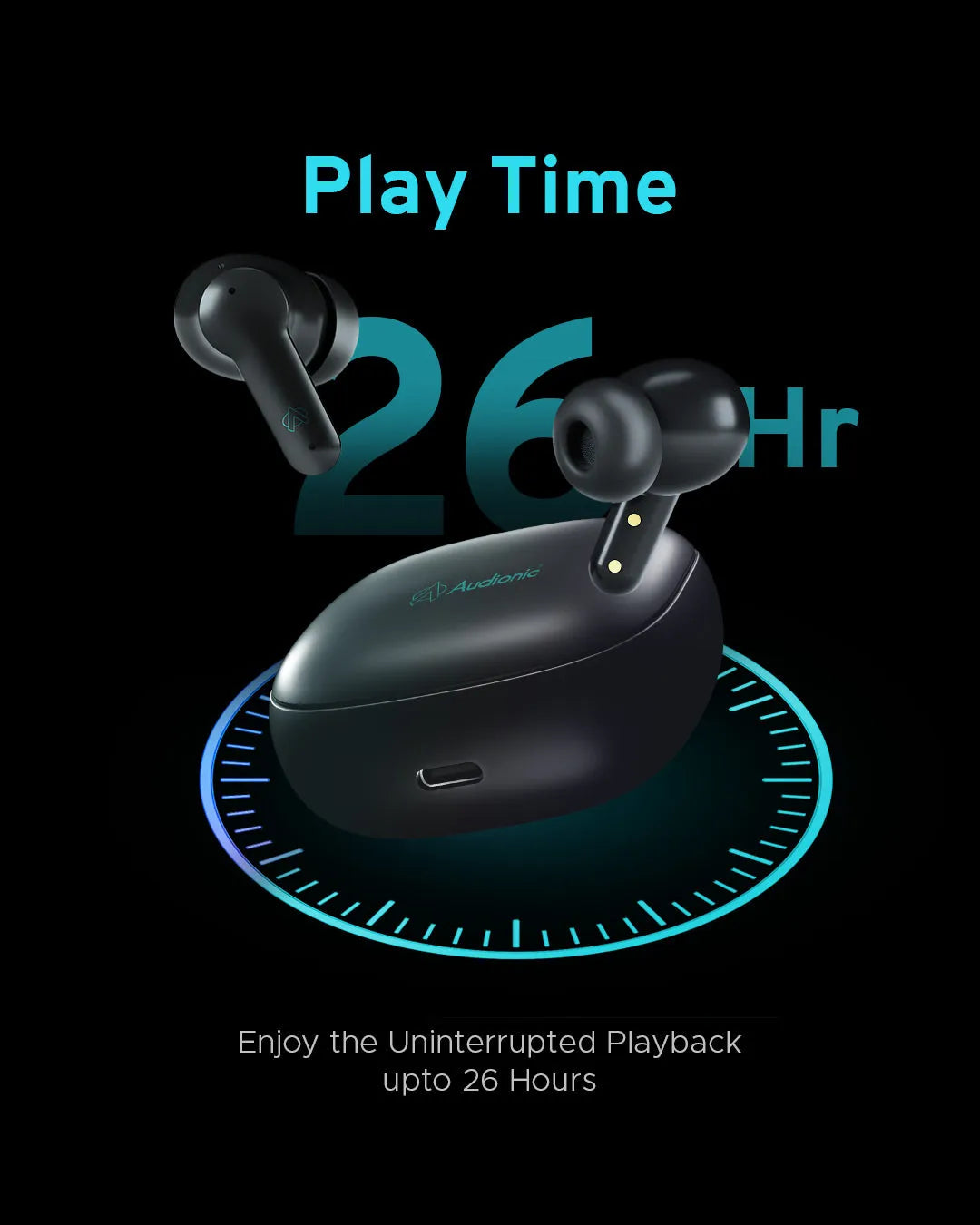 Audionic Airbud 550 Quad MIC ENC Earbuds, Gaming Mode, IPx4 Water Proof TWS Wireless Earbuds With 26 Hour Playtime Bluetooth Ear buds And Headphones